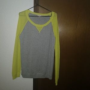 Gap colorblock knit sweatshirt with mesh/lace